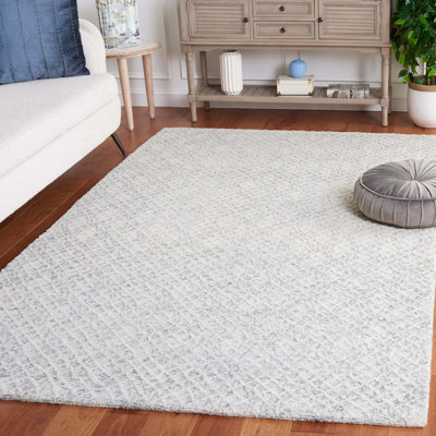 Desireah Hand Tufted Wool Cotton with Latex Geometric Rug in Ivory/Grey
