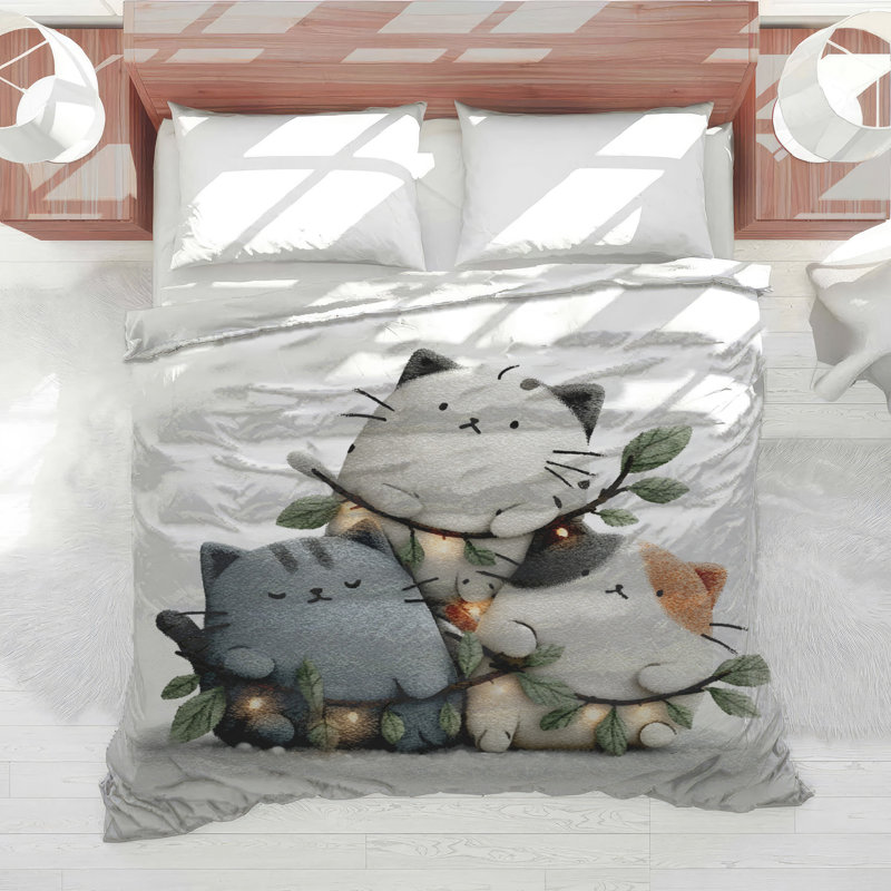 Édredon mignon avec des chats, Très grand lit