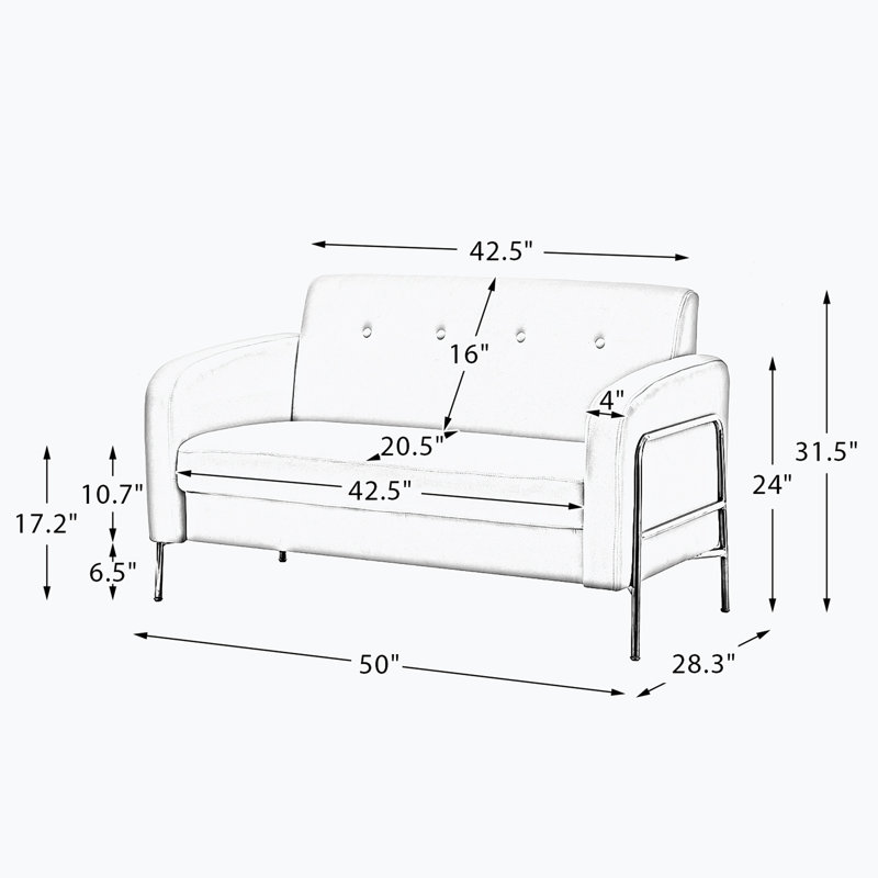 Fabric 49.97'' Reception Loveseat