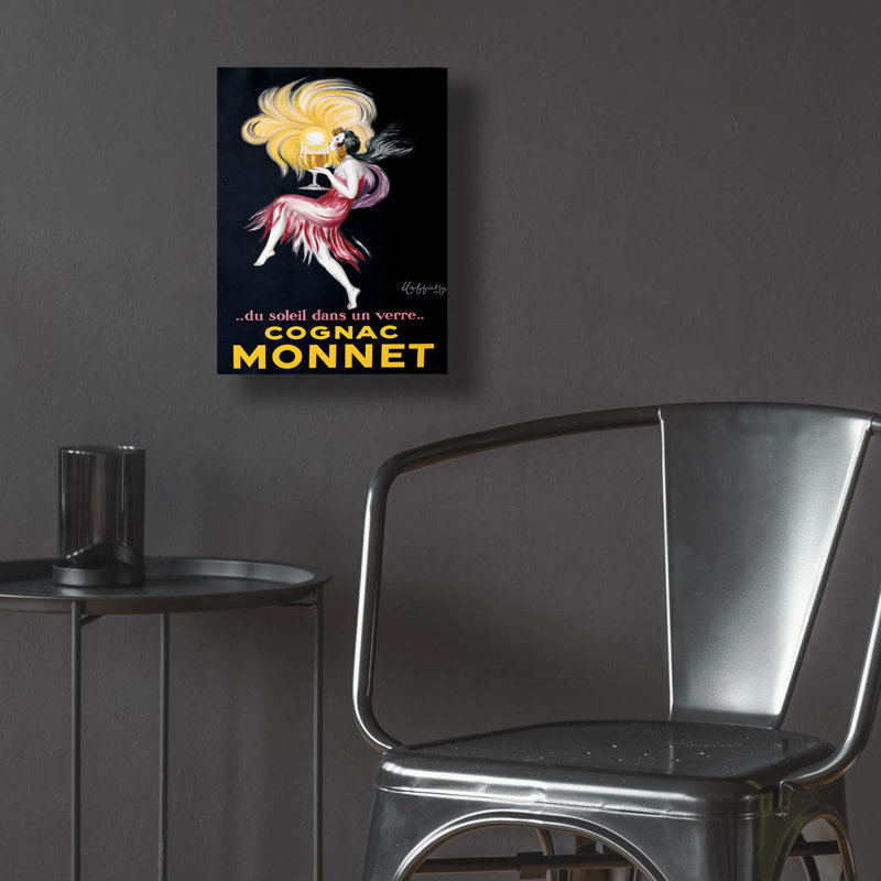«Cognac Monnet» par des affiches rétro, art en verre acrylique, H 16 po x l 12 po x P 0,13 po