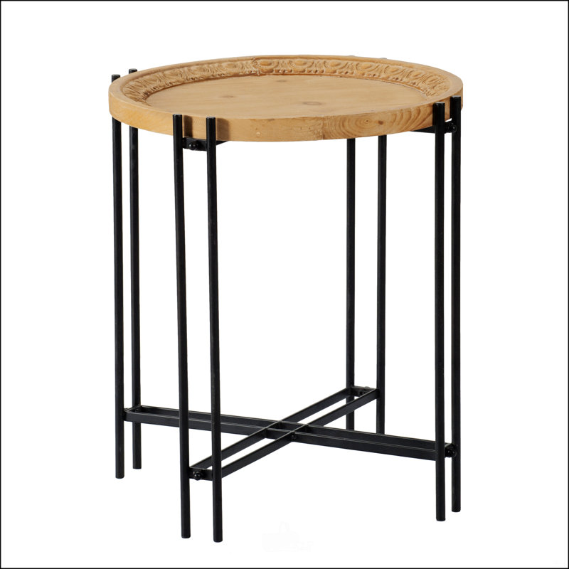 Round Side Table With Wood Top