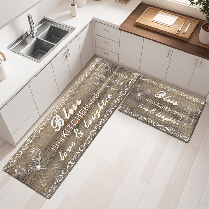 Tapis de cuisine antidérapant et antidérapant (ensemble de 2), Brun, Tapis de couloir 20 po x 31,5 po + 20 po x 59 po
