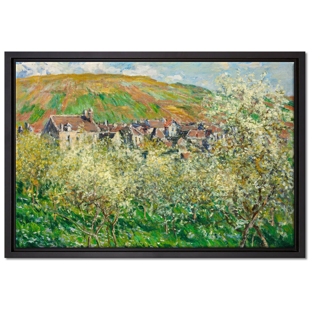 Gerahmtes Leinwandbild Flowering Plum Trees von Claude Monet