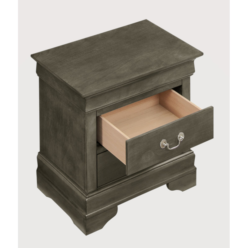 Nanhey Wooden Nightstand, Gray 1