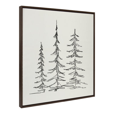 Minimalist Evergreen Trees Sketch by The Creative Bunch Studio Framed Canvas Wall Art Print