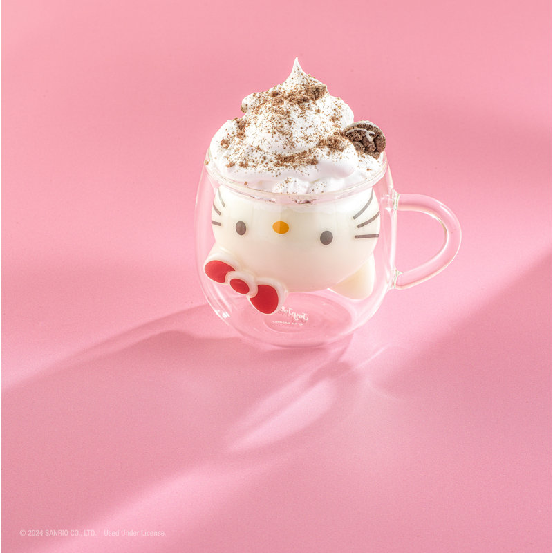 Hello Kitty 3D Double Wall Coffee Mug, Clear, 13.5