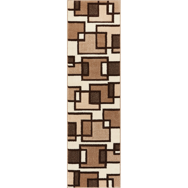 Tapis crème Brigman Imagination Squares, Tapis de couloir 2 pi x 7 pi