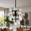 Lustre sphérique nordique moderne à 19 lumières avec globe en verre transparent torsadé pour le salon sans ampoules incluses