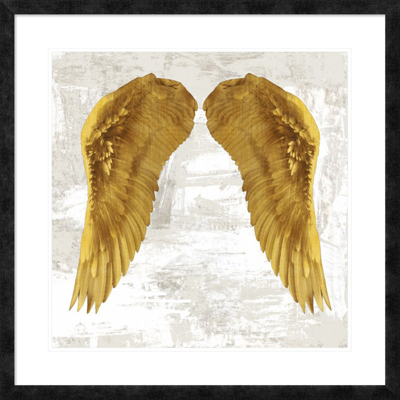 «Angel Wings IV» par Joannoo, art mural encadré, H 19,5 po x l 19,5 po x P 1 po, Papier beaux-arts encadré noir