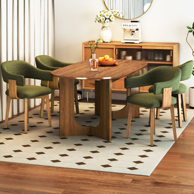 Ensemble de salle à manger moderne ovale 5 pièces avec chaises rembourrées avec dossier et accoudoirs