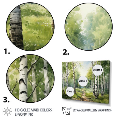Birch Woods Silent Woods I - Tree Birch Framed Canvas Print