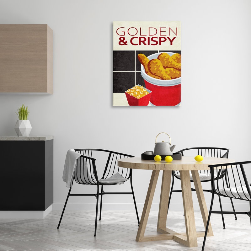 Toile dorée et croustillante pour aliments frits, design par Kim Allen, 40" H x 30" W