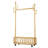 Modern Golden Metal Bracket - Elegant Storage Hanger with Rollers and Storage Baskets