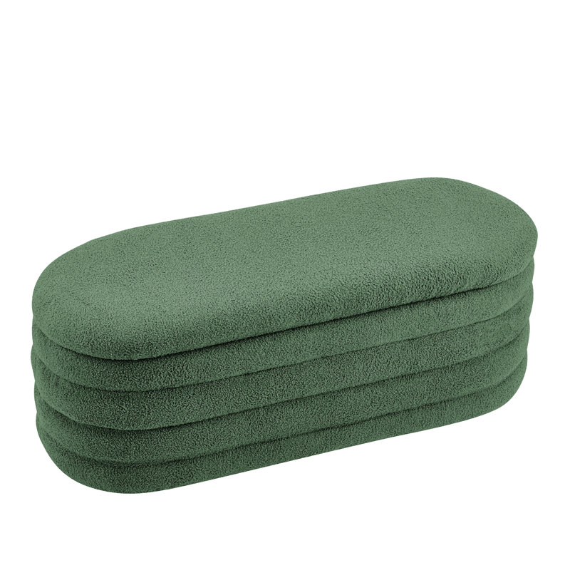 45" W Upholstered Storage Ottoman Bench, End of Bed Bench with Large Storage for Living Room, Bedroom, Entryway, Green