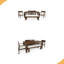 Ensemble de table de salle à manger pour 6 personnes, ensemble de mobilier d'extérieur avec trou pour parasol, table rectangulaire de 71 po, chaises et banc avec coussins amovibles pour la cour-1270847995