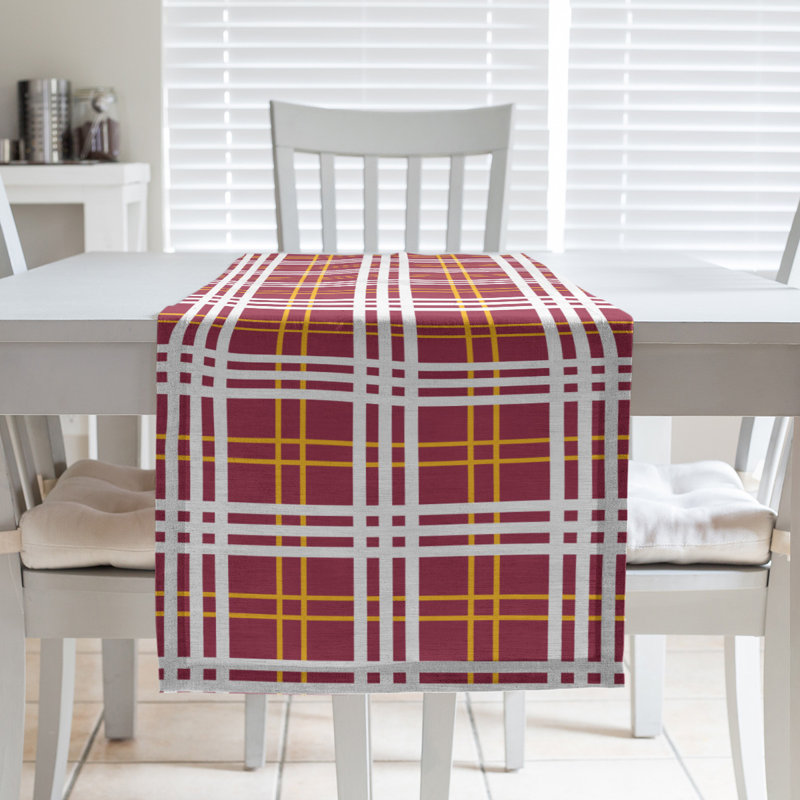 Paid Polyester Table Runner, 90" L x 16" W, Red/Yellow/White