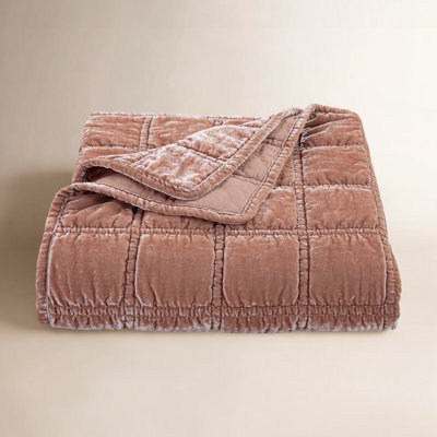 Stella Solid Faux Silk Velvet Double Box Stitch Romantic Western 50x60 inch Throw Blanket