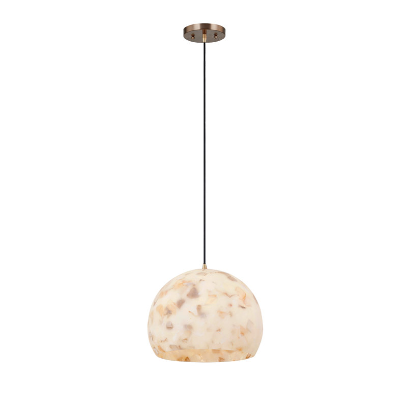 Alabaster Rocks! - Globe 1-Light Pendant, Brushed Brass, 8.5" H x 10" W x 10" D