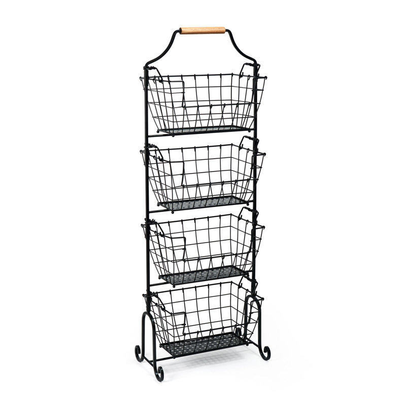 Gourmet Basics par Mikasa Laguna, panier de rangement réglable à 4 niveaux pour les fruits et la maison, noir