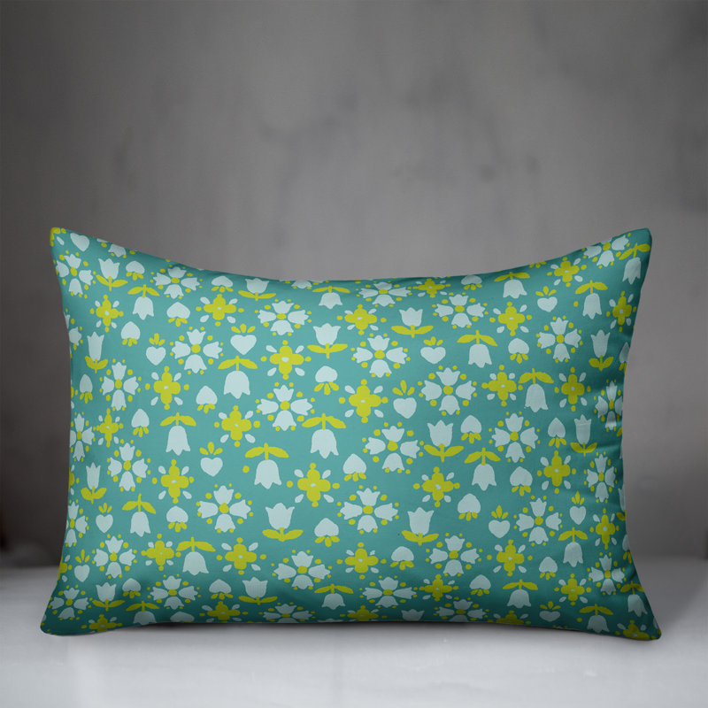 Tulip Floral Reversible Throw Pillow, Sky Blue/Yellow