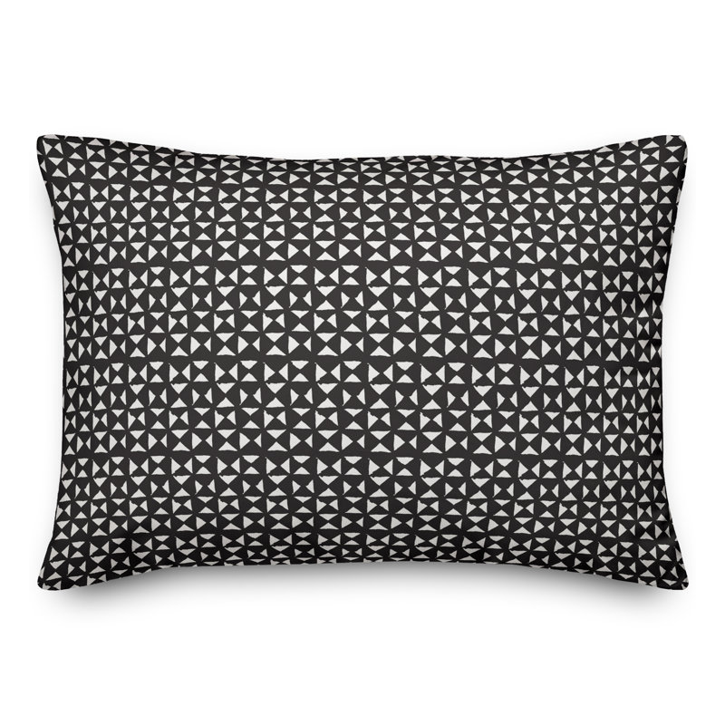 Geometric Outdoor Reversible Throw Pillow, Black