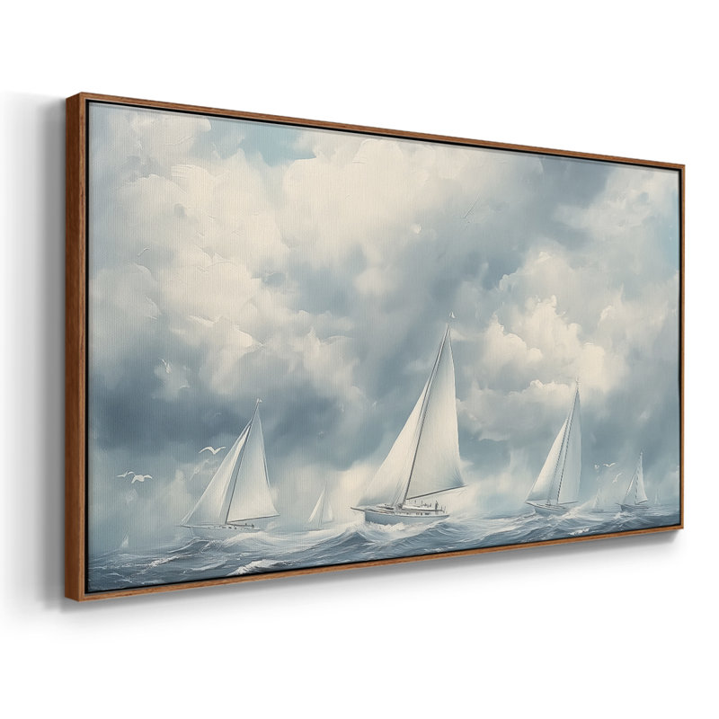 Nautical Series-XCVI- Toile tendue avec châssis tendue, prête à être accrochée, H 21 po x l 41 po, Noyer