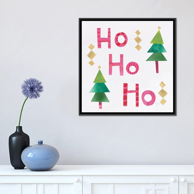 « christmas collage i », art textuel sur toile, H 18 po x l 18 po x P 1,5 po, Toile avec cadre noir, Pas de tapis
