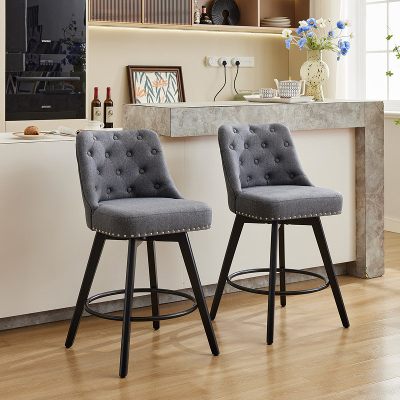 Swivel Counter Stool with Metal Frame, Grey