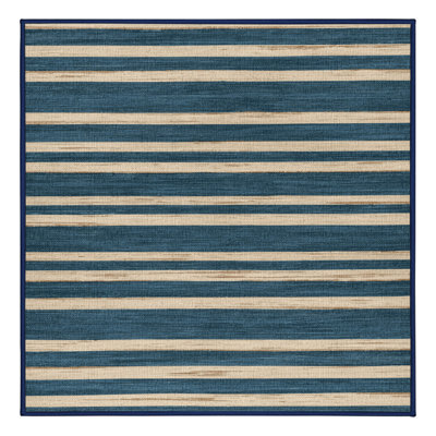  Tapis lavable rayé crème bleu mer