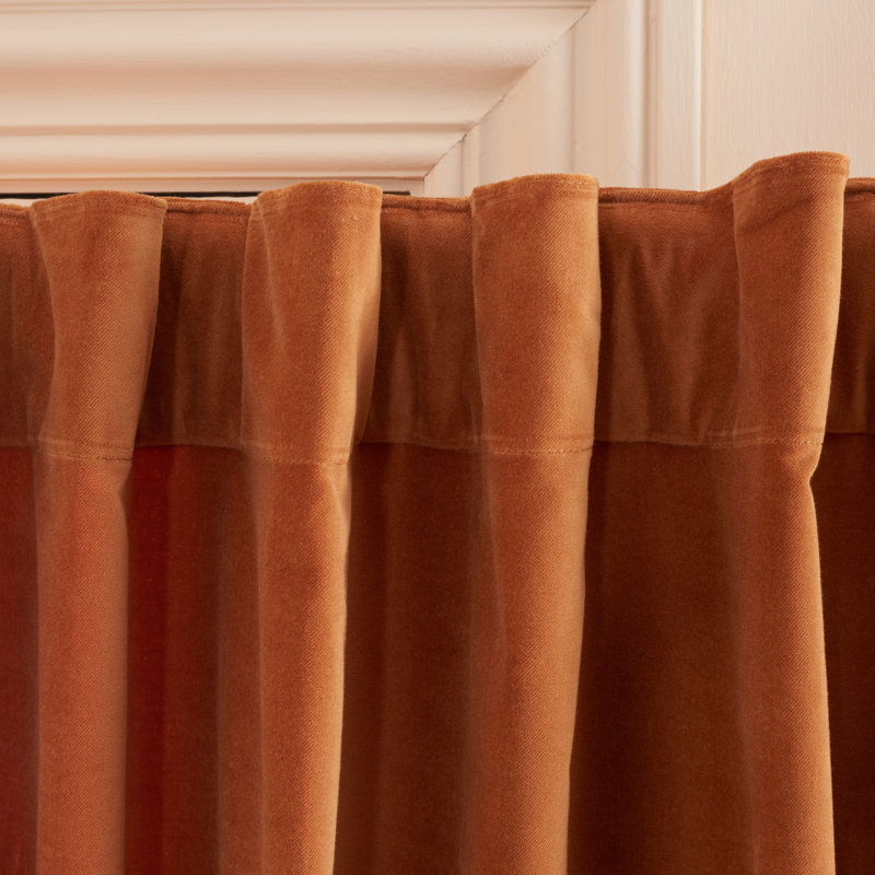 Anjola Velvet Room Darkening Curtain Single Panel, 52" W x 84" L, Rust