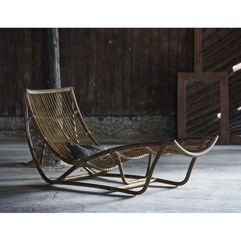 Pranay Outdoor Wicker Chaise Lounge, Antique