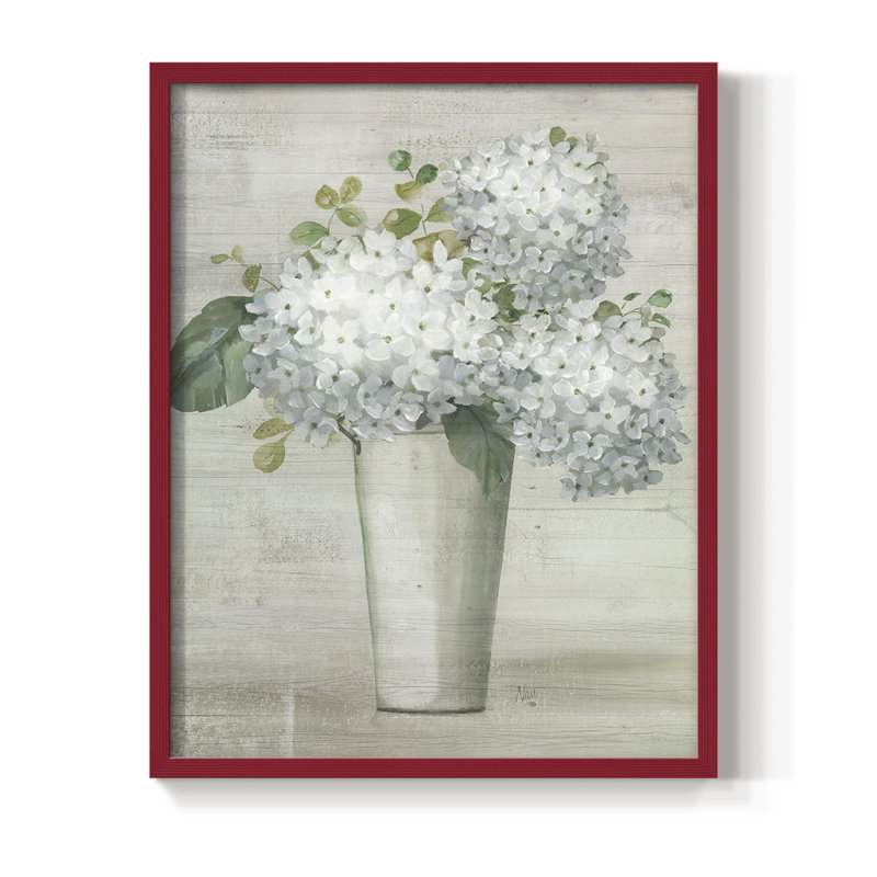 Simply Hydrangeas I Framed Print - Solid Wood, H 11 po x l 9 po, Rouge