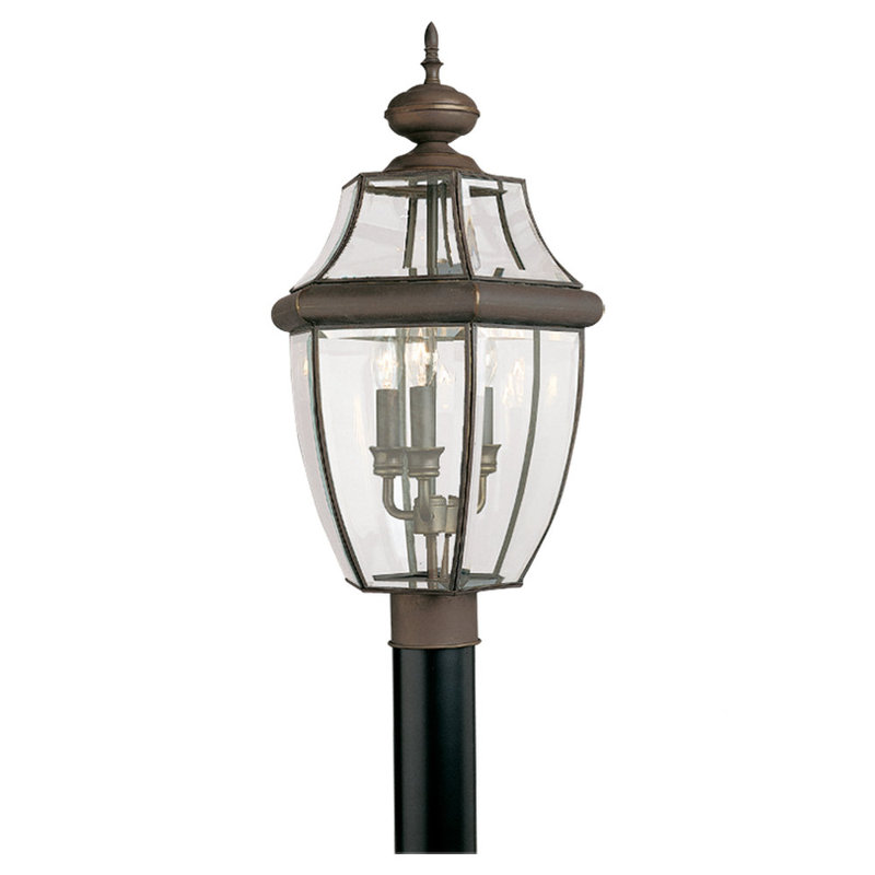 Antique Bronze Beveled Glass Outdoor Lantern Head