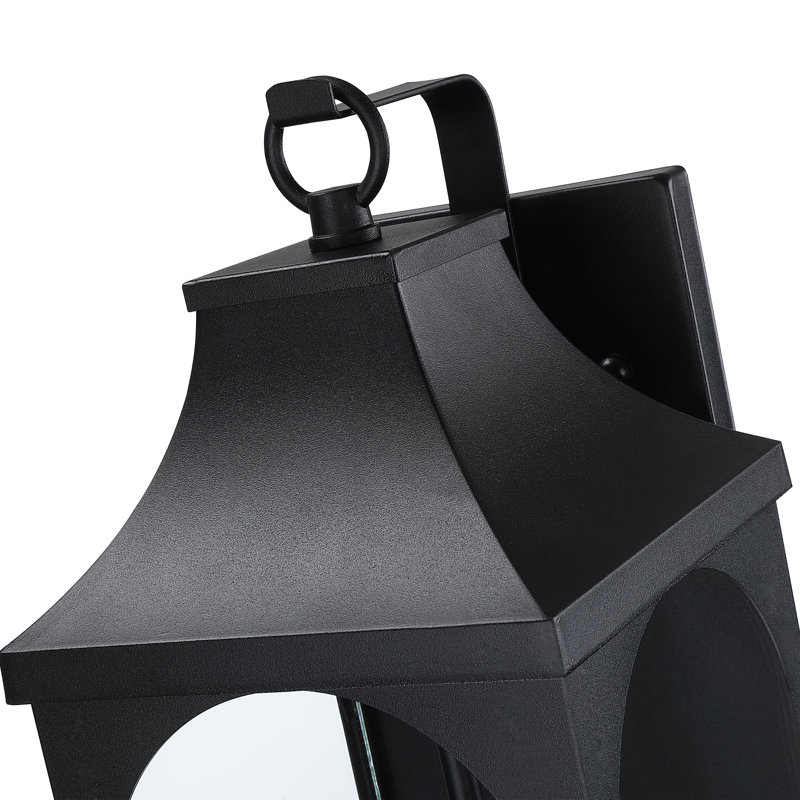 Lot de 2 appliques murales extérieures de style ferme, noires, à 2 lumières, de 43 cm (17 po), avec verre transparent, pour porche et garage.