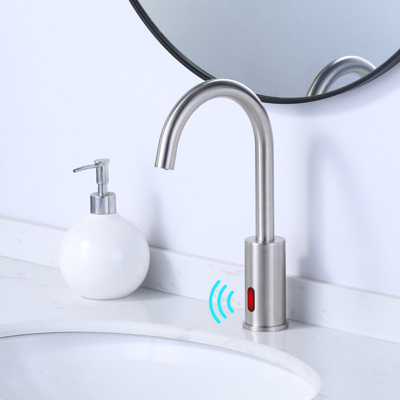 Automatic Touchless Bathroom Sink Faucet with Motion Sensor and Deck Plate for 1 or 3 Hole Installation, Brushed Nickel