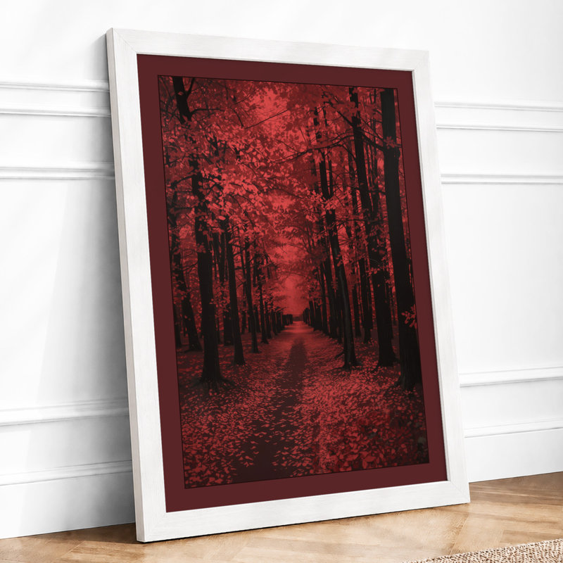Crimson Forest Path Moody - Print, A4 - 29.7 x 21.0 cm, White