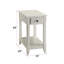 Table d'appoint en bois blanche avec espace de rangement ouvert et tiroir