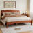 Minimalist Platform Wooden Bed Tall-Leg Bed Frame with Built-in Outlet-148503683-148503681