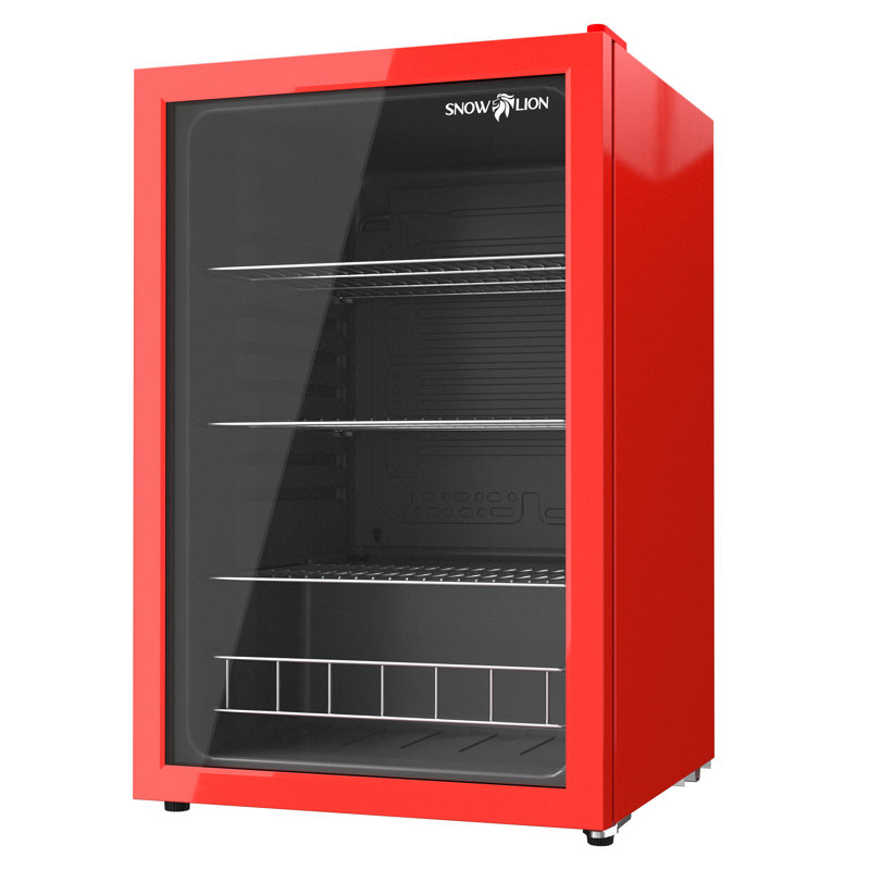 SnowLion Premium 131L Beverage Refrigerator 4.6 Cu. ft. Freestanding Mini Fridge With Glass Door, Red
