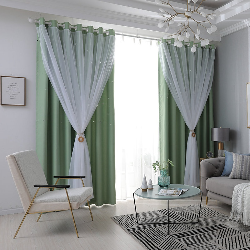 Rideau occultant en polyester Ezayah, Vert