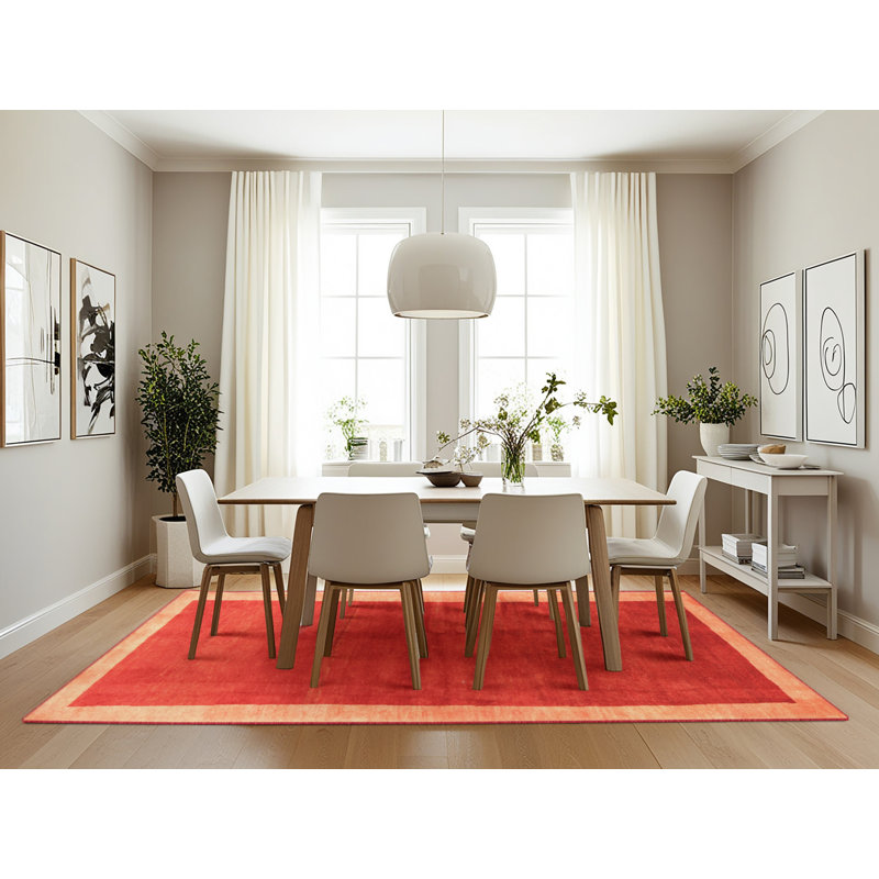 Tapis de zone rouge contemporaine, Rectangle 7 pi x 10 pi