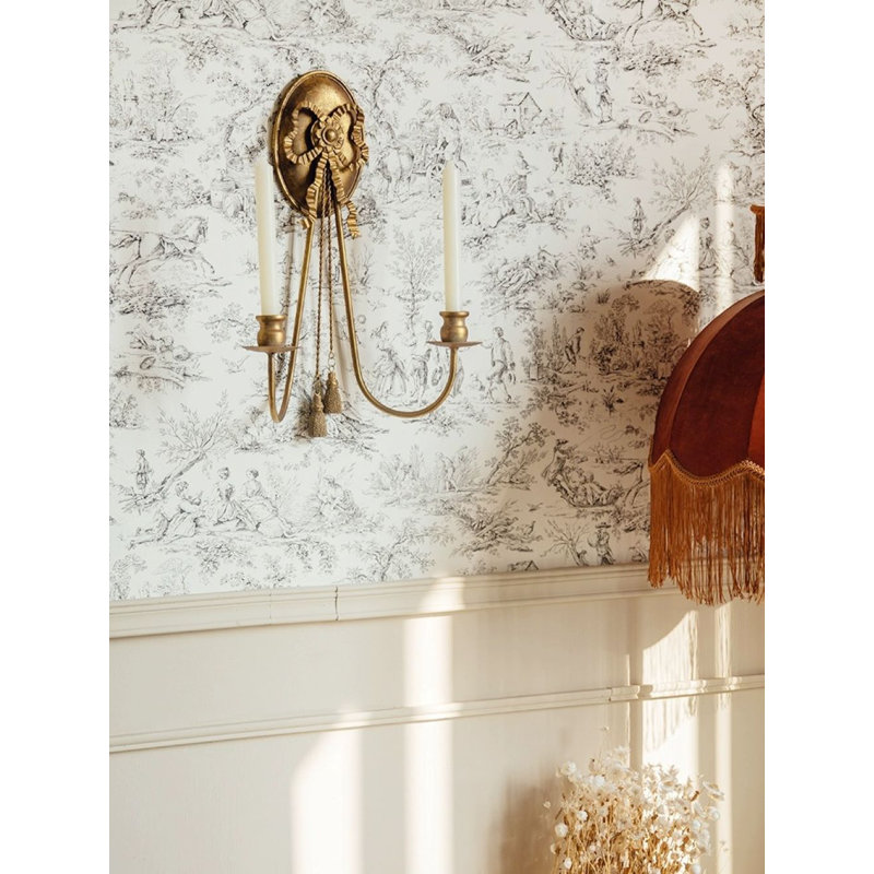 French Ribbon Gold Wall Candle Holder