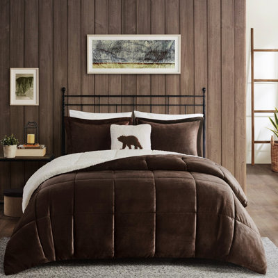 King Comforter - And 1 Comforter, 2 Shams, Decorative Pillow Easy Care Brown Colorway Cozy To Reverse Filling +