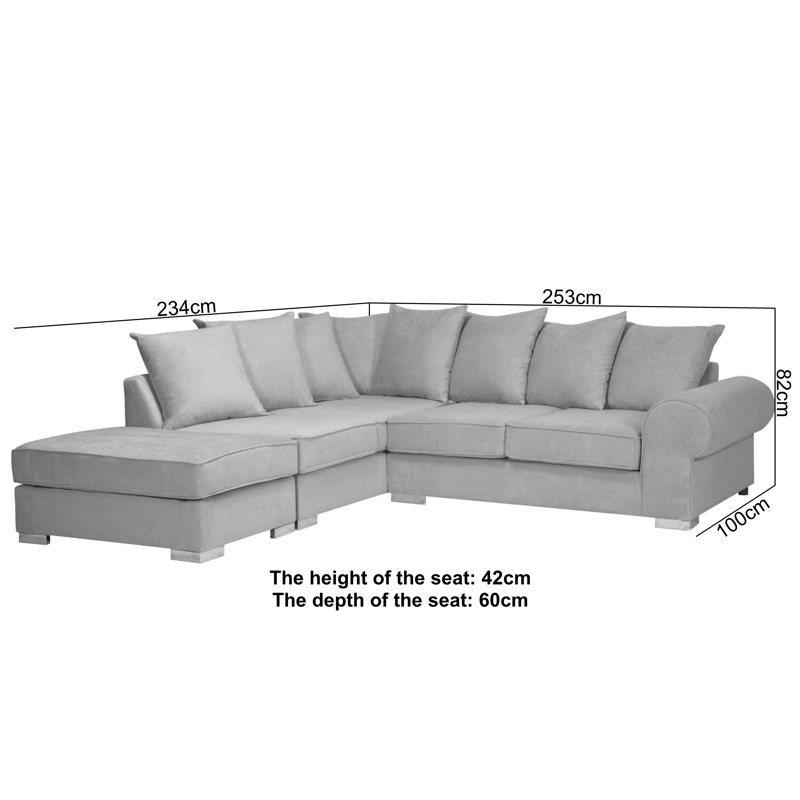 Mahan Corner Sofa, Left Hand Facing, Silver