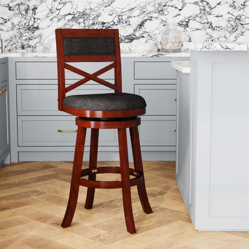 Tabouret de bar pivotant à dossier en X, tabouret, siège en tissu