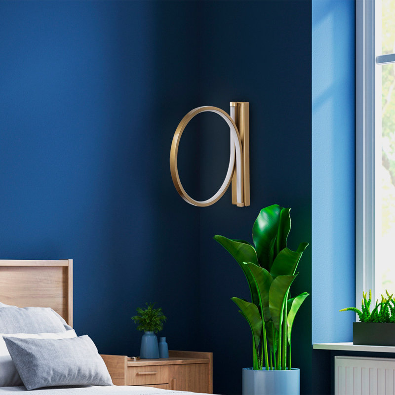Lampe murale moderne en or avec corps en métal, 11,8 po de diamètre x 19,7 po de profondeur | DEL intégrée 12 W 3 000 K, conception glamour, indice de protection IP20 | Parfait pour l'éclairage de salon, de chambre à coucher et de couloir