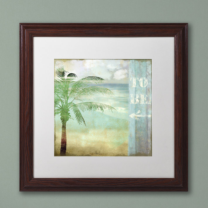 «By the Sea III» par Jadaya, impression encadrée, H 16 po x l 16 po, Toile avec cadre brun, Blanc
