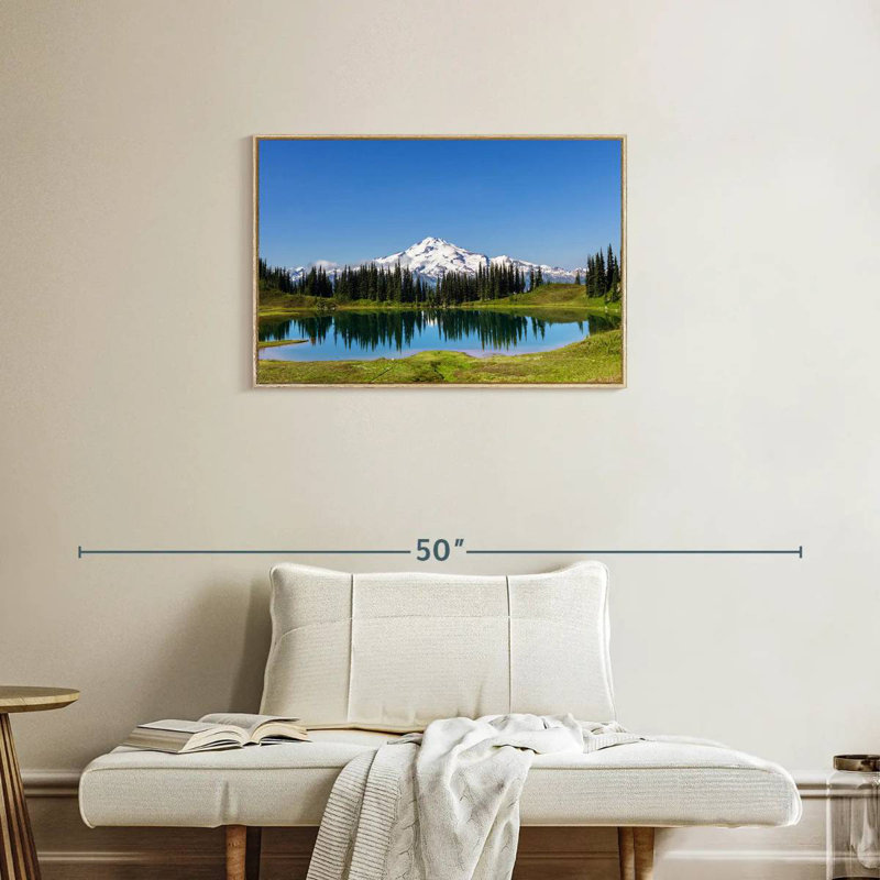 Mont Rainier, petite lagune, Cadre flottant en bois naturel, 31 po x 21 po
