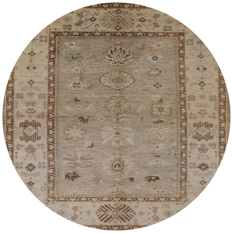 Tapis oriental brun Sultana, Rond 6 pi