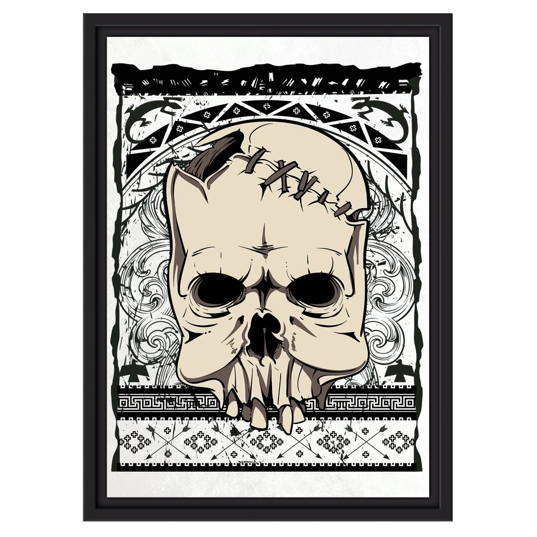 Gerahmtes Wandbild Native skull white